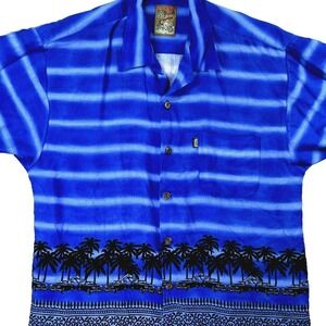 Pineapple Connection Hawaiian Shirt Men S Blue Cars Surfboards Palm Classic